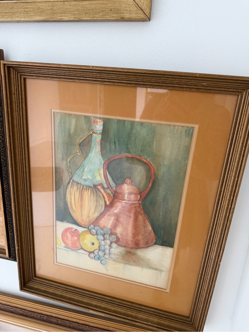 Framed Still Life Print in Copper and Green Tones